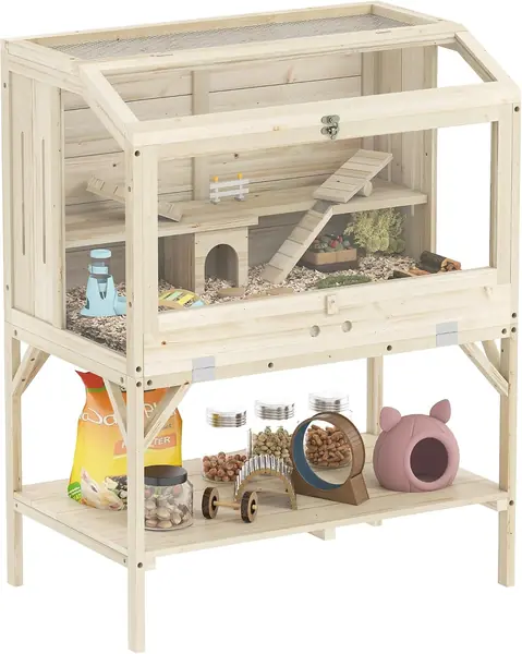 Hamsterkäfig aus Holz 2 Etagen mit Ablagefach 84 x 53 x