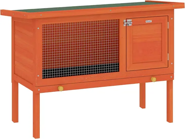 Hasenstall aus Holz Bitumendach für Kleintiere 90x45x65