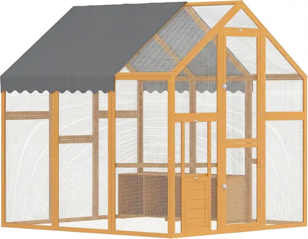 Hühnerstall 3 – 07m2 1, 8 m Freilaufgehege Holz Gelb