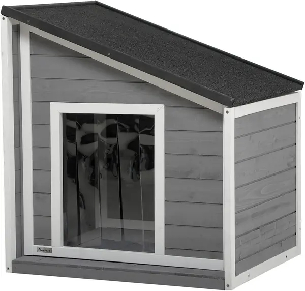 Hundehütte Outdoor aus Holz – draußen, Grau