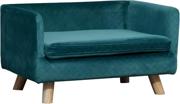 Hundesofa skandinavisches Design – Velours, Entenblau