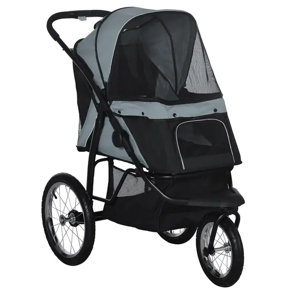 Hundewagen Klappbar für Hunde Katzen bis 20 kg Buggy Grau