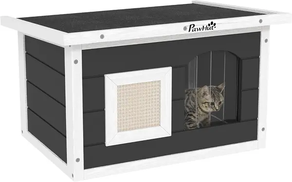 Katzenhaus aus Holz wasserdicht Katzenhütte mit klappbar