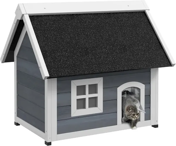 Katzenhaus aus Holz Winterfest für Katze 77 x 57