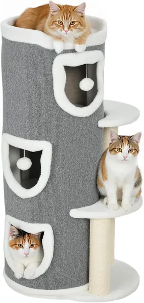 Kratztonne 101 cm hoch für Katze bis 6 kg mit Höhle