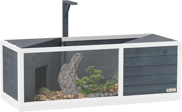 Schildkrötenhaus aus Holz mit2 Haupthäusern 120 x 50 x 40